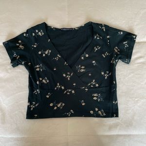 dark green floral top